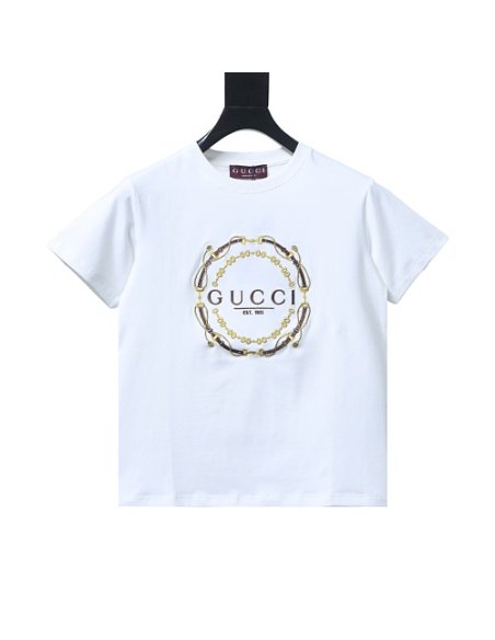 Gucci Interlocking Bridle Motif Letter Embroidery T-shirt White,Gucci T-shirts,T-Shirts,CLOTHES
