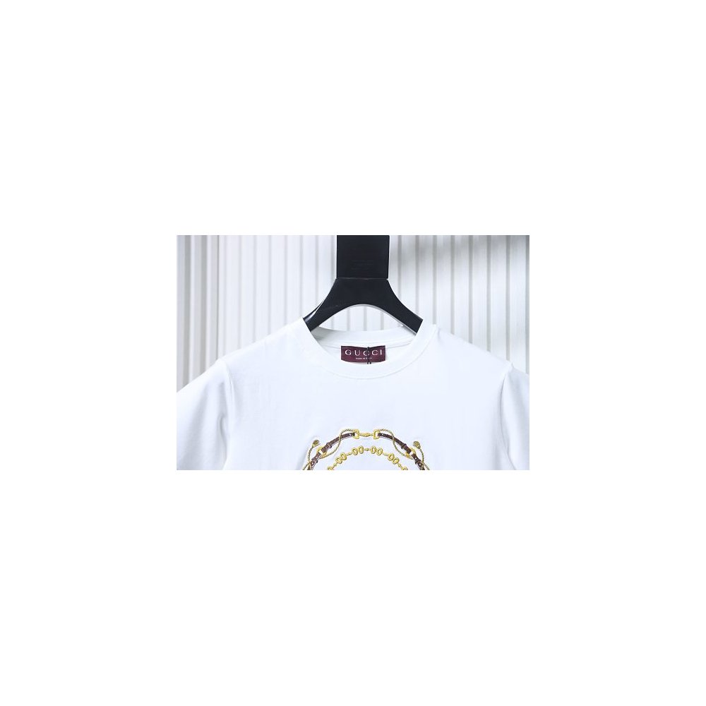 Gucci Interlocking Bridle Motif Letter Embroidery T-shirt White,Gucci T-shirts,T-Shirts,CLOTHES