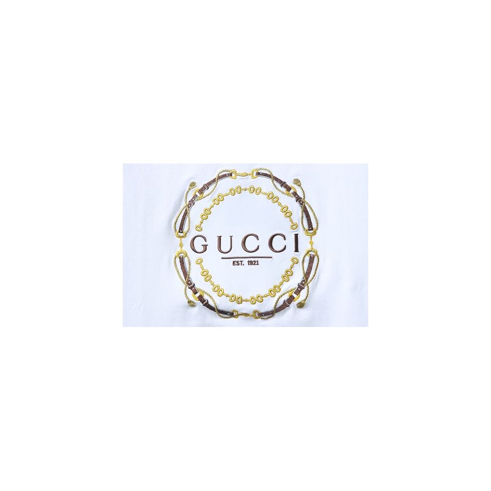 Gucci Interlocking Bridle Motif Letter Embroidery T-shirt White,Gucci T-shirts,T-Shirts,CLOTHES