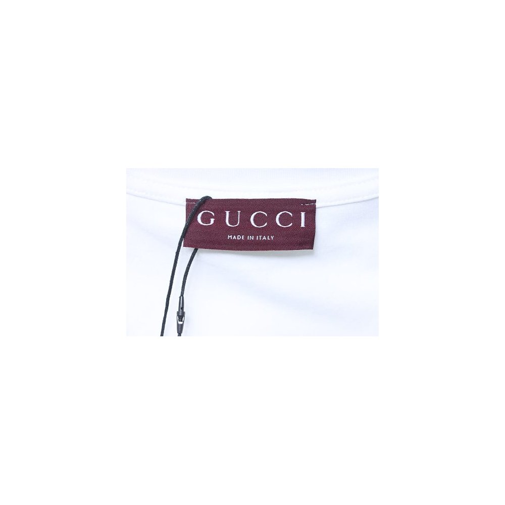 Gucci Interlocking Bridle Motif Letter Embroidery T-shirt White,Gucci T-shirts,T-Shirts,CLOTHES