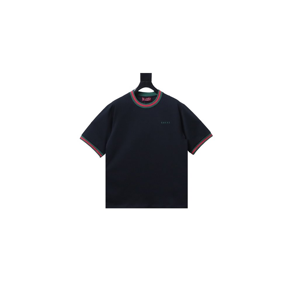 Gucci Red and Green Ribbed Crew-Neck T-Shirt Black,Gucci T-shirts,T-Shirts,CLOTHES