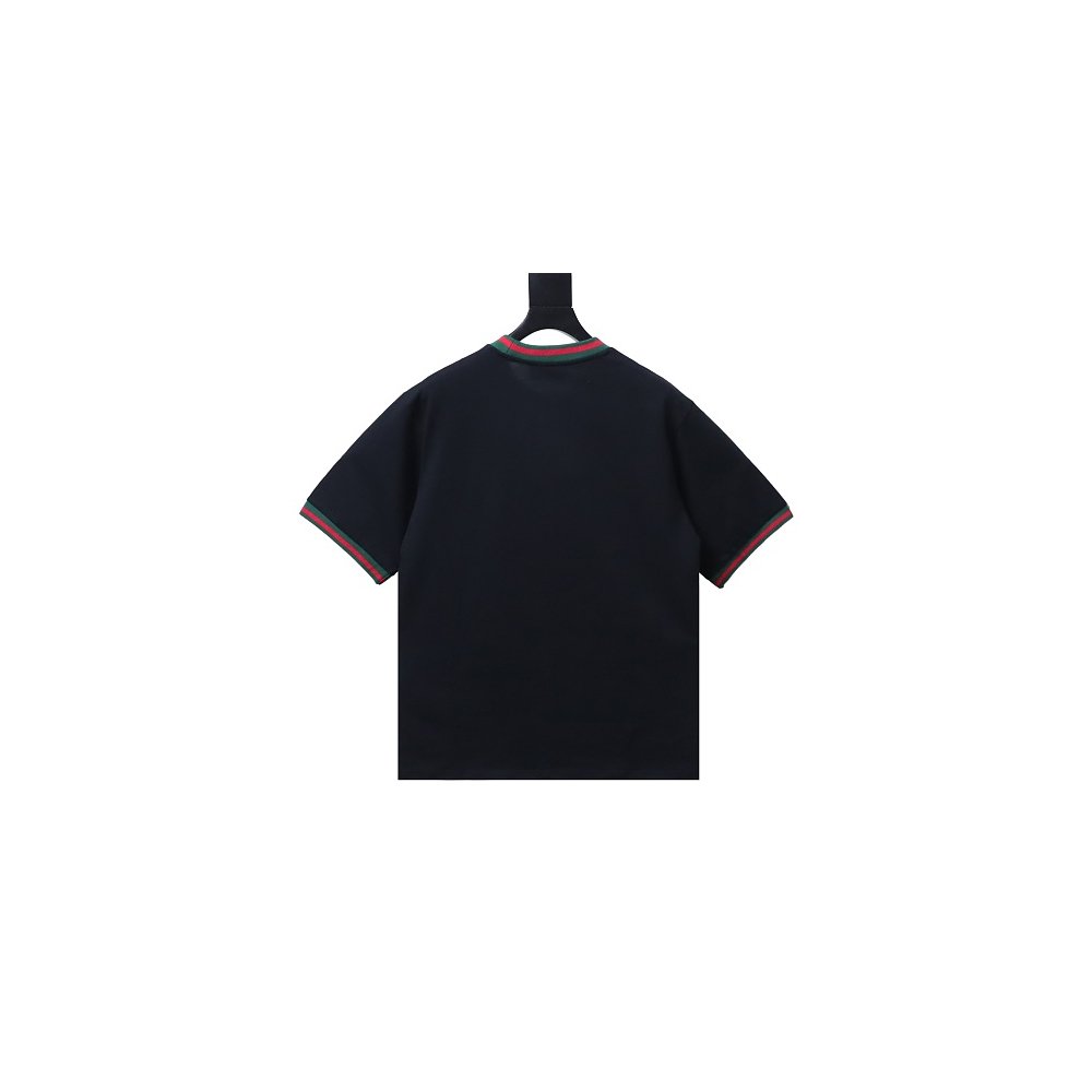 Gucci Red and Green Ribbed Crew-Neck T-Shirt Black,Gucci T-shirts,T-Shirts,CLOTHES