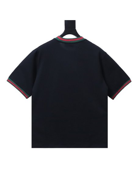 Gucci Red and Green Ribbed Crew-Neck T-Shirt Black,Gucci T-shirts,T-Shirts,CLOTHES