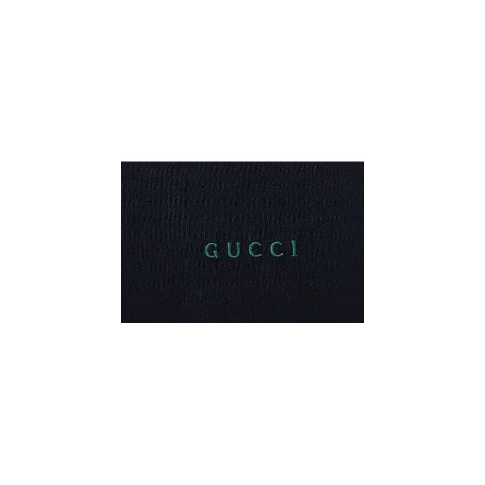 Gucci Red and Green Ribbed Crew-Neck T-Shirt Black,Gucci T-shirts,T-Shirts,CLOTHES