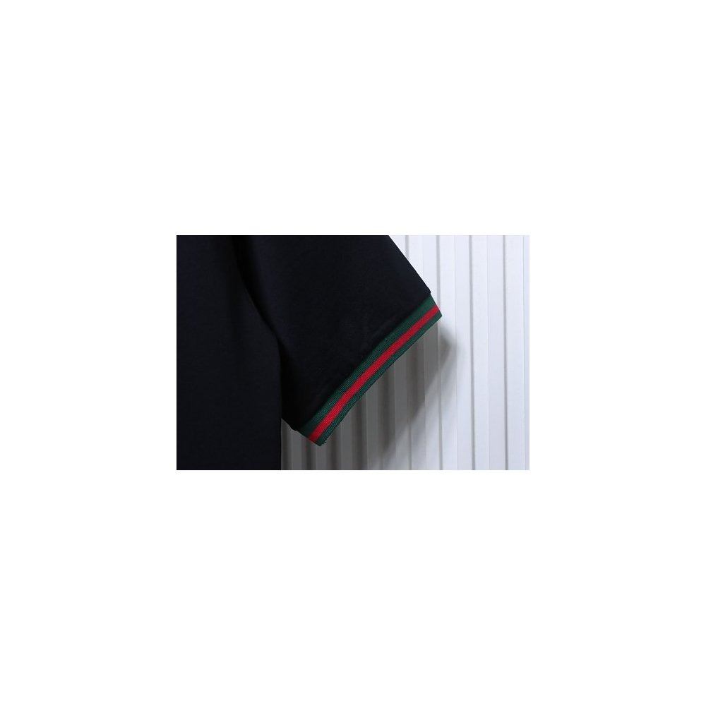 Gucci Red and Green Ribbed Crew-Neck T-Shirt Black,Gucci T-shirts,T-Shirts,CLOTHES