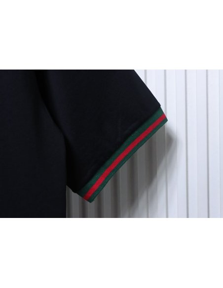 Gucci Red and Green Ribbed Crew-Neck T-Shirt Black,Gucci T-shirts,T-Shirts,CLOTHES