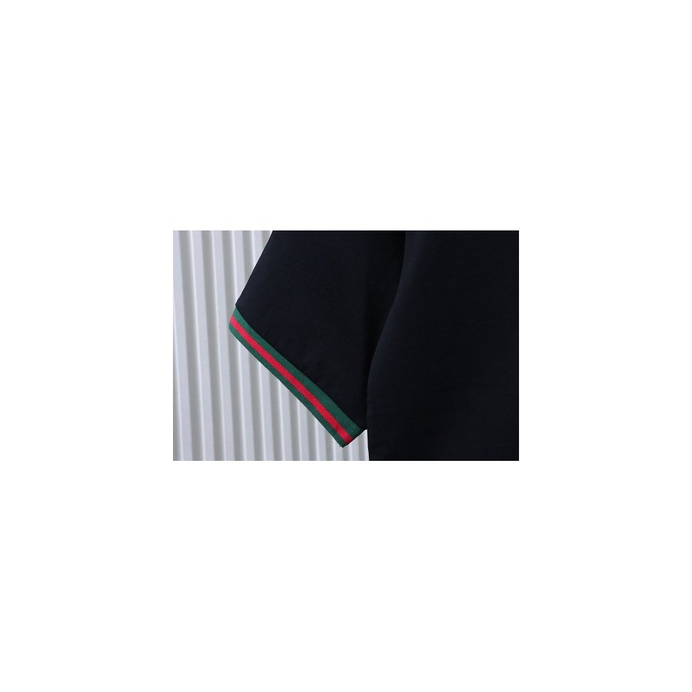 Gucci Red and Green Ribbed Crew-Neck T-Shirt Black,Gucci T-shirts,T-Shirts,CLOTHES