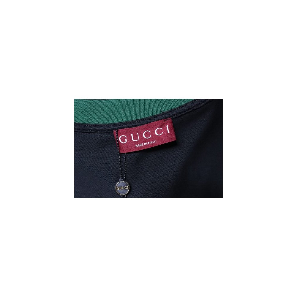 Gucci Red and Green Ribbed Crew-Neck T-Shirt Black,Gucci T-shirts,T-Shirts,CLOTHES