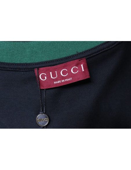 Gucci Red and Green Ribbed Crew-Neck T-Shirt Black,Gucci T-shirts,T-Shirts,CLOTHES