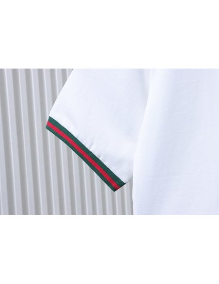 Gucci Red and Green Ribbed Crew-Neck T-Shirt White,Gucci T-shirts,T-Shirts,CLOTHES