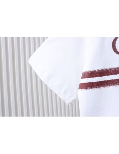 Gucci Red and White Gradient Belt Print T-shirt White,Gucci T-shirts,T-Shirts,CLOTHES