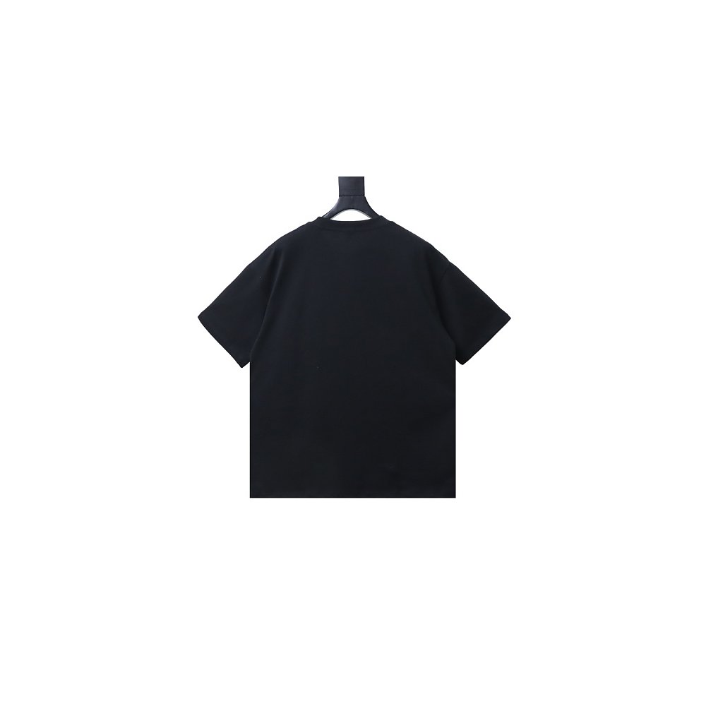 Loewe Misaligned Logo Embroidered T-Shirt Black,Loewe T-Shirts,T-Shirts,CLOTHES
