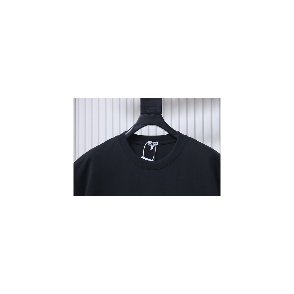 Loewe Misaligned Logo Embroidered T-Shirt Black,Loewe T-Shirts,T-Shirts,CLOTHES