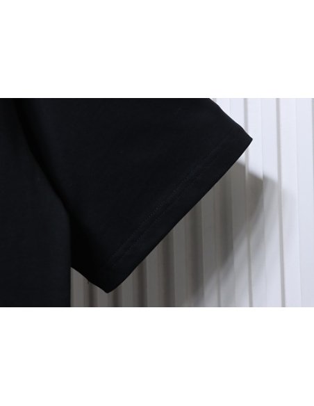 Loewe Misaligned Logo Embroidered T-Shirt Black,Loewe T-Shirts,T-Shirts,CLOTHES