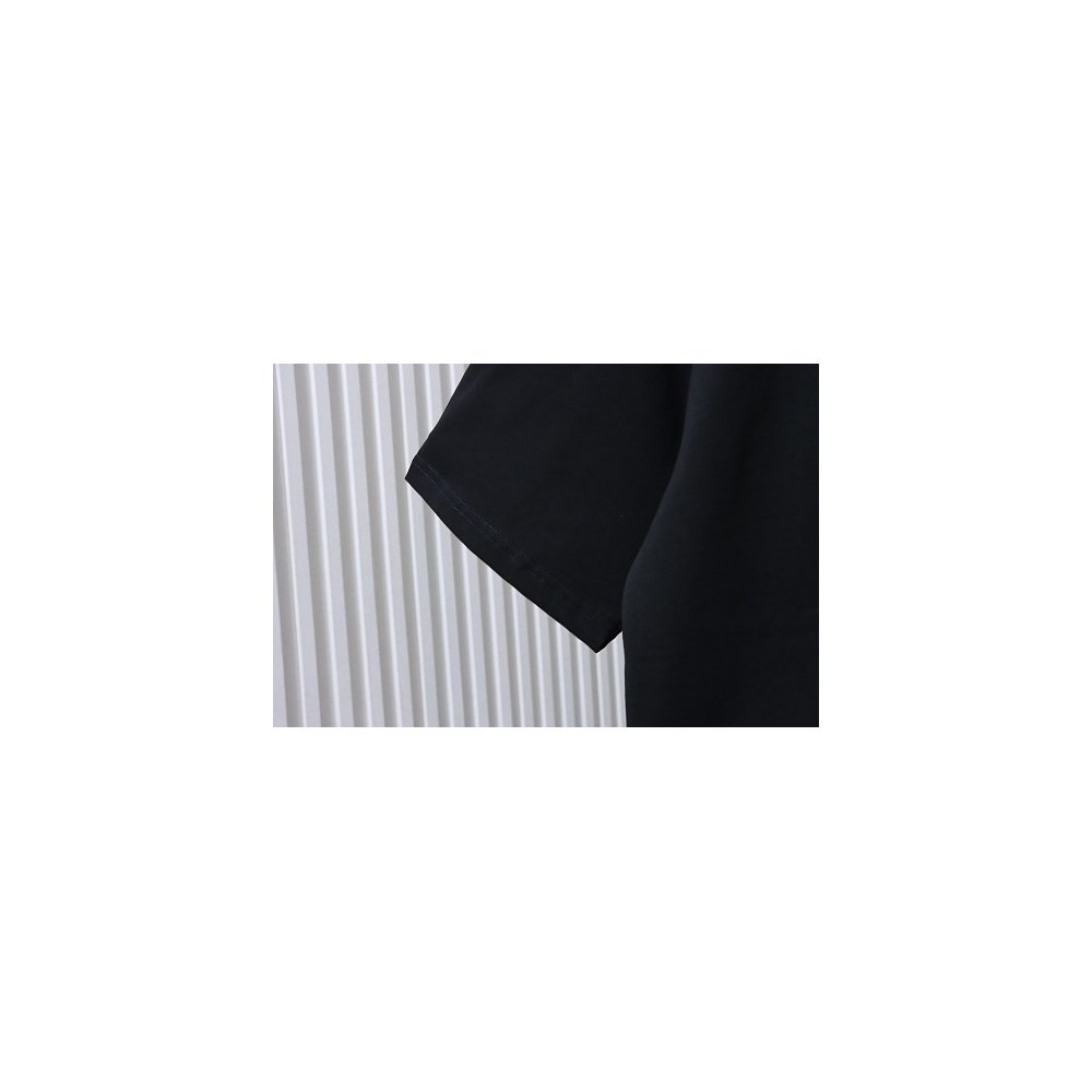 Loewe Misaligned Logo Embroidered T-Shirt Black,Loewe T-Shirts,T-Shirts,CLOTHES