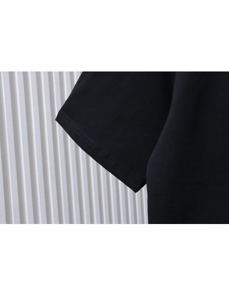 Loewe Misaligned Logo Embroidered T-Shirt Black,Loewe T-Shirts,T-Shirts,CLOTHES