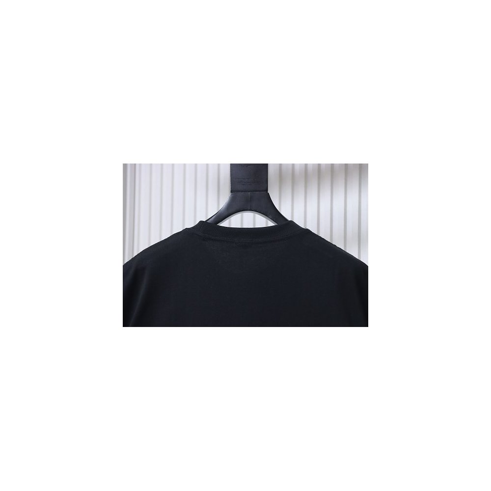 Loewe Misaligned Logo Embroidered T-Shirt Black,Loewe T-Shirts,T-Shirts,CLOTHES