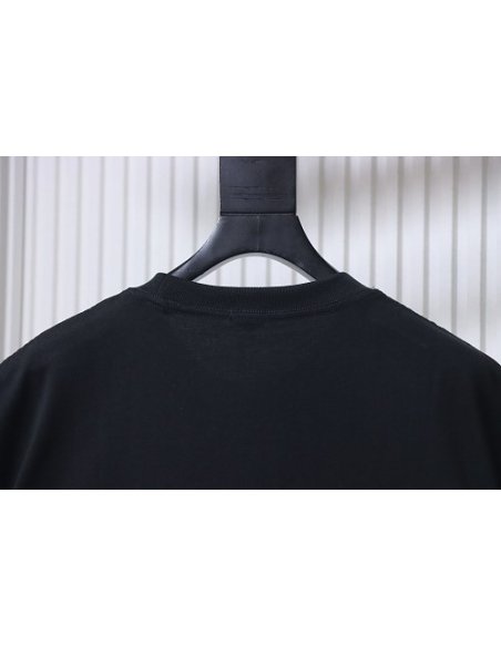 Loewe Misaligned Logo Embroidered T-Shirt Black,Loewe T-Shirts,T-Shirts,CLOTHES