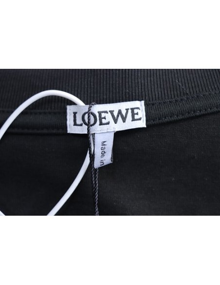 Loewe Misaligned Logo Embroidered T-Shirt Black,Loewe T-Shirts,T-Shirts,CLOTHES