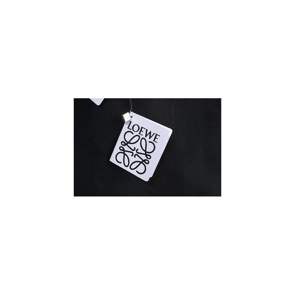 Loewe Misaligned Logo Embroidered T-Shirt Black,Loewe T-Shirts,T-Shirts,CLOTHES