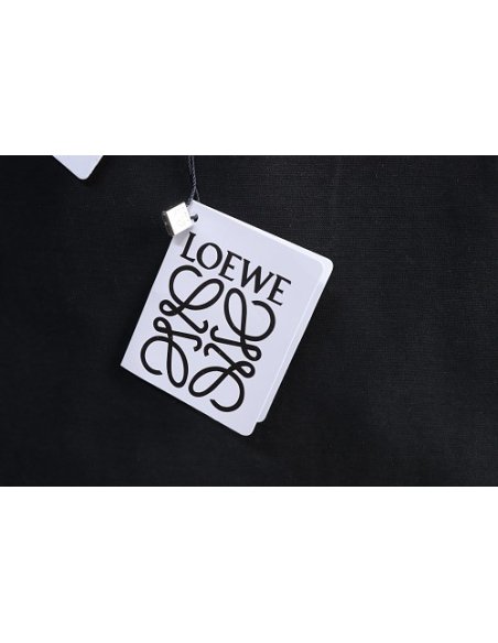 Loewe Misaligned Logo Embroidered T-Shirt Black,Loewe T-Shirts,T-Shirts,CLOTHES