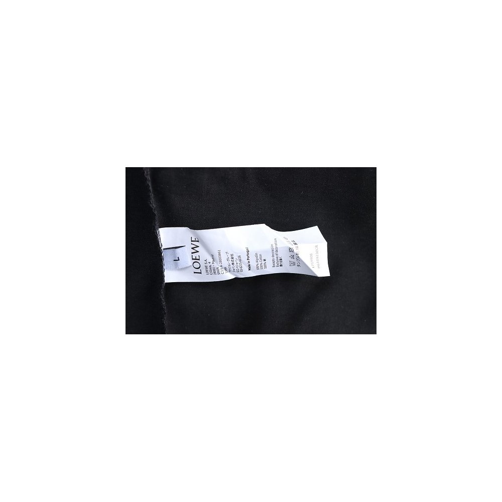 Loewe Misaligned Logo Embroidered T-Shirt Black,Loewe T-Shirts,T-Shirts,CLOTHES