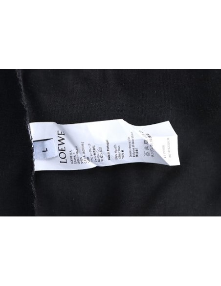 Loewe Misaligned Logo Embroidered T-Shirt Black,Loewe T-Shirts,T-Shirts,CLOTHES