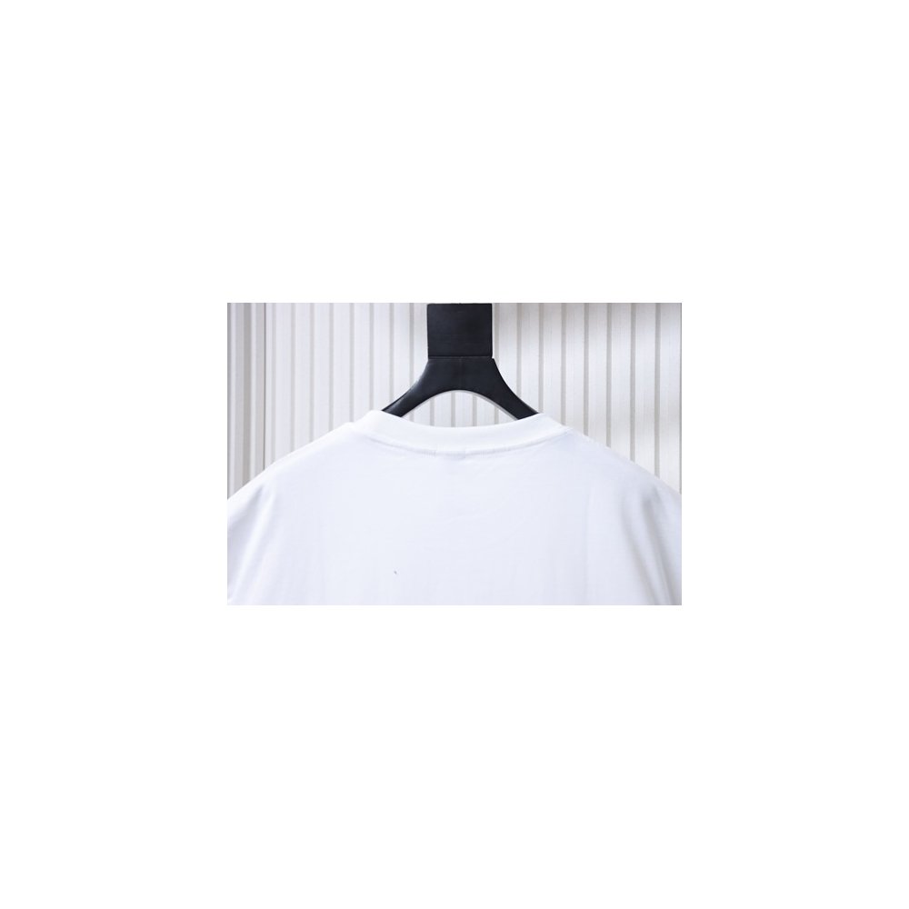 Loewe Misaligned Logo Embroidered T-Shirt White,Loewe T-Shirts,T-Shirts,CLOTHES