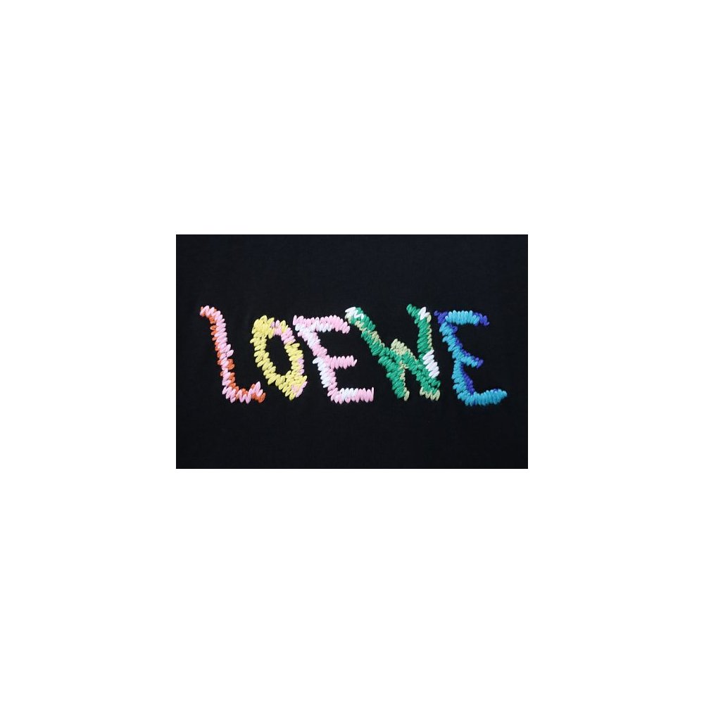 Loewe Rainbow Letter Embroidery T-Shirt Black,Loewe T-Shirts,T-Shirts,CLOTHES
