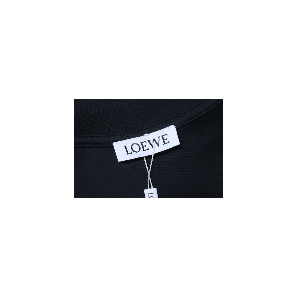 Loewe Rainbow Letter Embroidery T-Shirt Black,Loewe T-Shirts,T-Shirts,CLOTHES