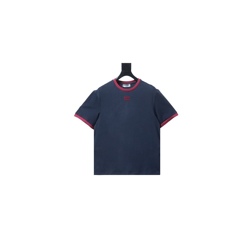 Miu Miu Blue and Red Color-Block T-Shirt,Miu Miu T-shirts,T-Shirts,CLOTHES