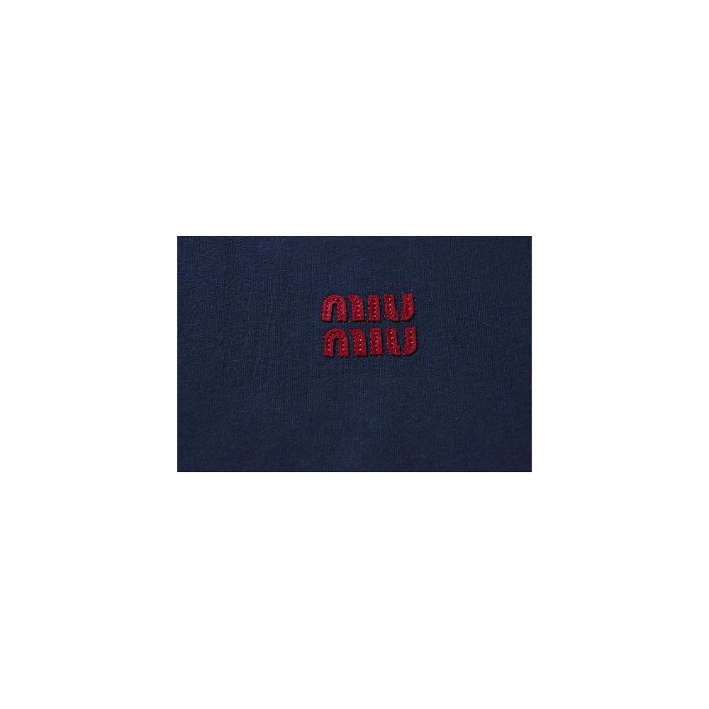 Miu Miu Blue and Red Color-Block T-Shirt,Miu Miu T-shirts,T-Shirts,CLOTHES