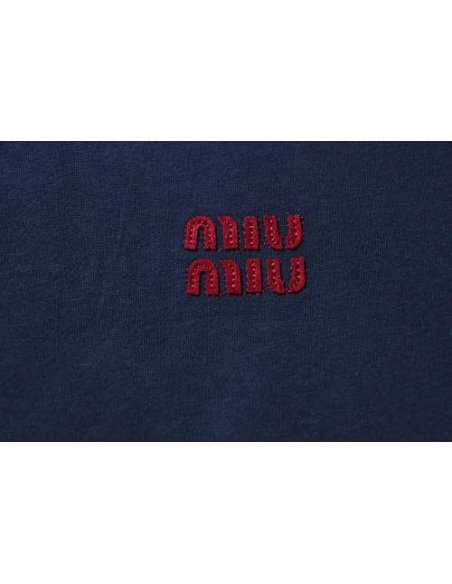 Miu Miu Blue and Red Color-Block T-Shirt,Miu Miu T-shirts,T-Shirts,CLOTHES
