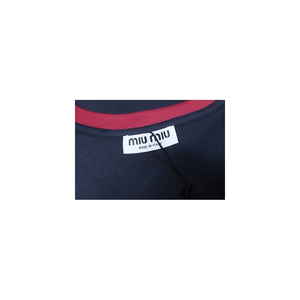 Miu Miu Blue and Red Color-Block T-Shirt,Miu Miu T-shirts,T-Shirts,CLOTHES