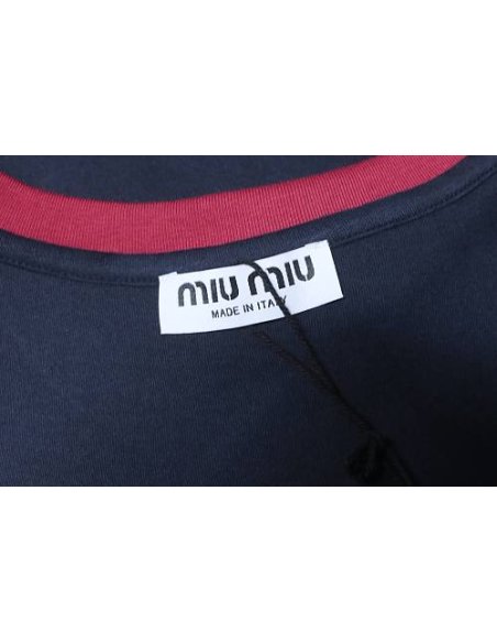 Miu Miu Blue and Red Color-Block T-Shirt,Miu Miu T-shirts,T-Shirts,CLOTHES