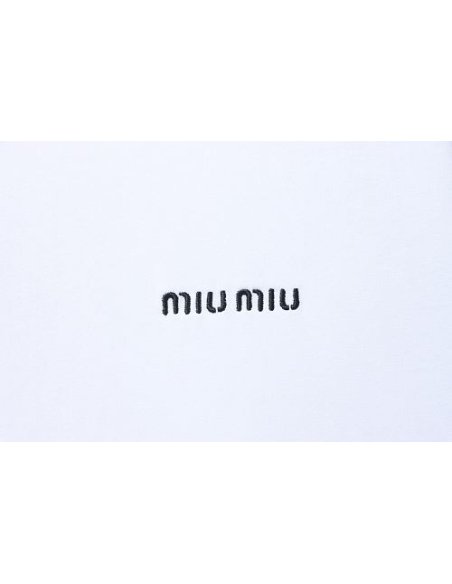 Miu Miu Embroidered Logo T-Shirt White,Miu Miu T-shirts,T-Shirts,CLOTHES