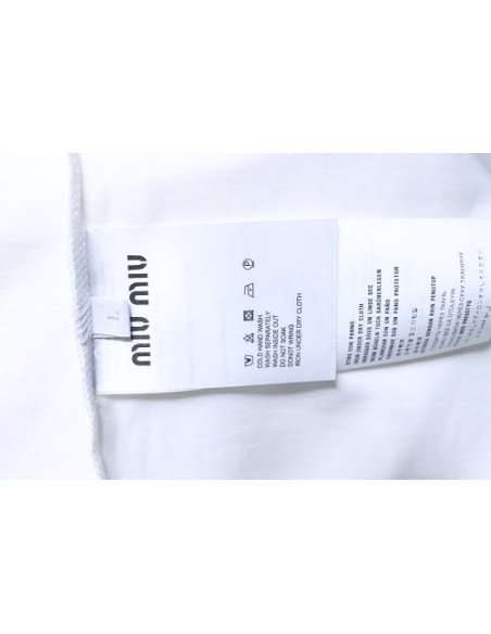 Miu Miu Embroidered Logo T-Shirt White,Miu Miu T-shirts,T-Shirts,CLOTHES