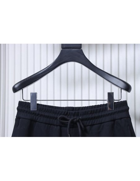 Prada Black Shorts with Striped Hem,Prada Shorts,Shorts,CLOTHES