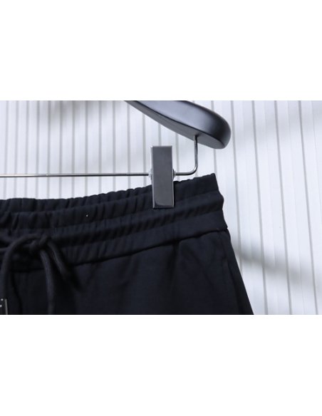 Prada Black Shorts with Striped Hem,Prada Shorts,Shorts,CLOTHES