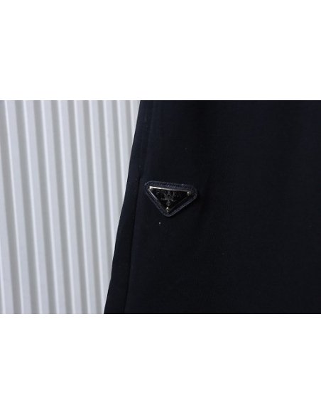 Prada Black Shorts with Striped Hem,Prada Shorts,Shorts,CLOTHES