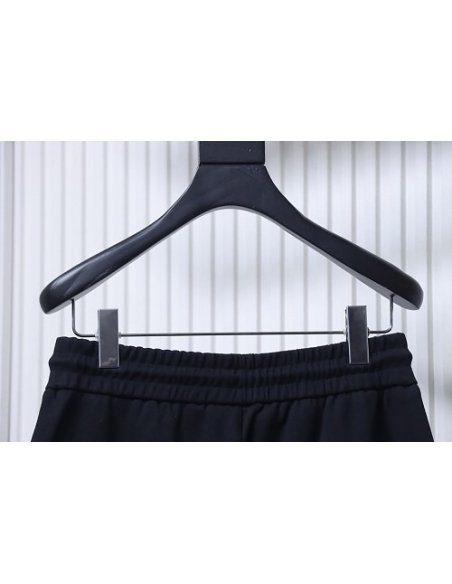 Prada Black Shorts with Striped Hem,Prada Shorts,Shorts,CLOTHES