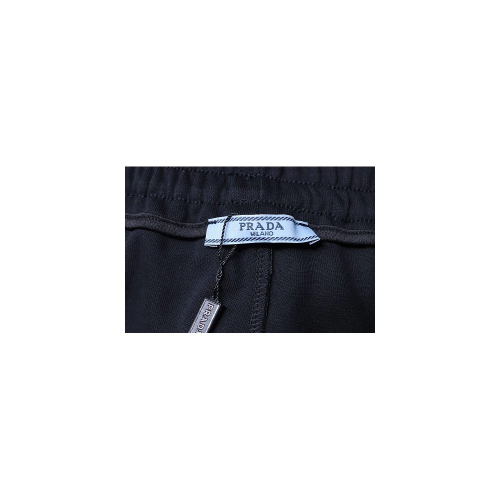 Prada Black Shorts with Striped Hem,Prada Shorts,Shorts,CLOTHES