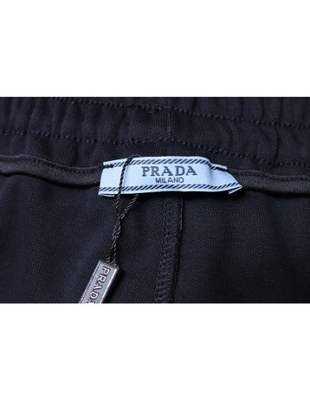 Prada Black Shorts with Striped Hem,Prada Shorts,Shorts,CLOTHES