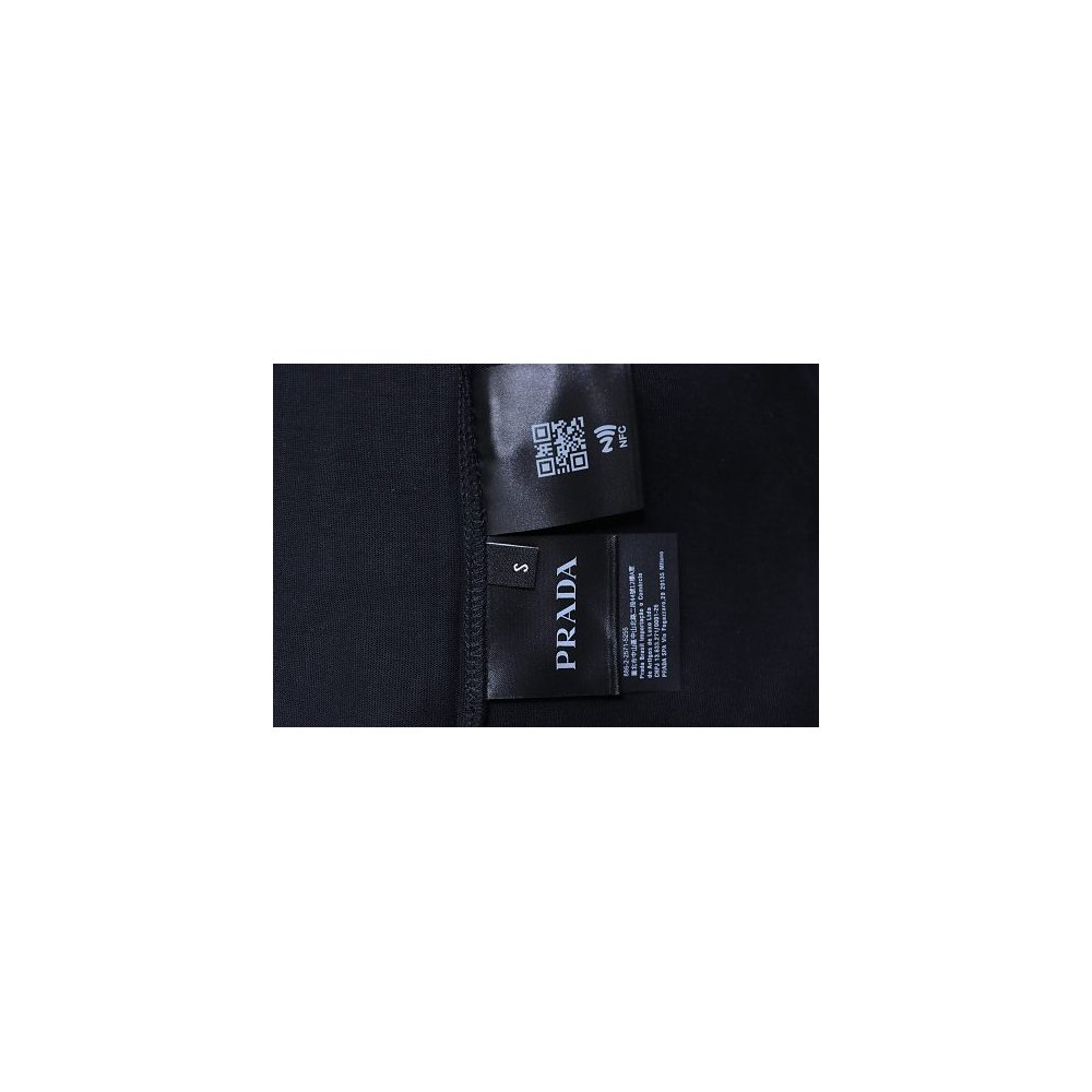 Prada Genuine Leather Black Pocket T-shirt Black,Prada T-shirts,T-Shirts,CLOTHES