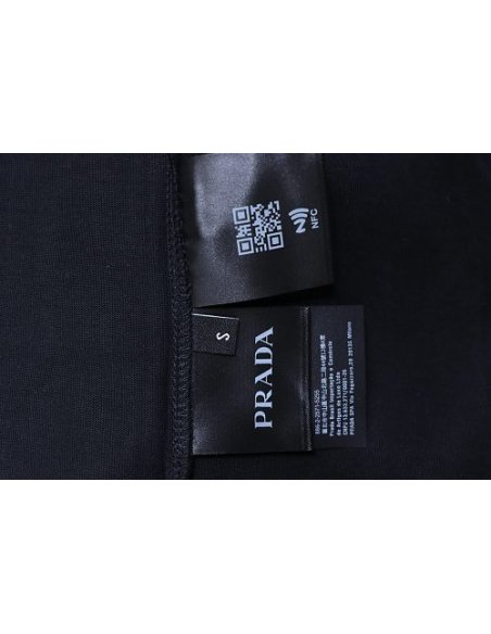 Prada Genuine Leather Black Pocket T-shirt Black,Prada T-shirts,T-Shirts,CLOTHES