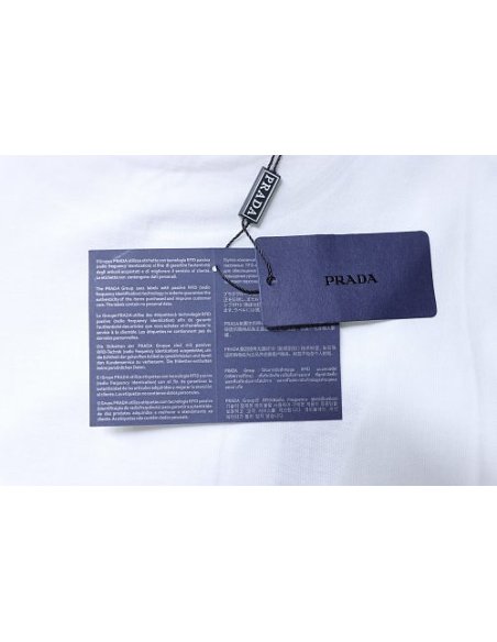 Prada Genuine Leather Black Pocket T-shirt White,Prada T-shirts,T-Shirts,CLOTHES