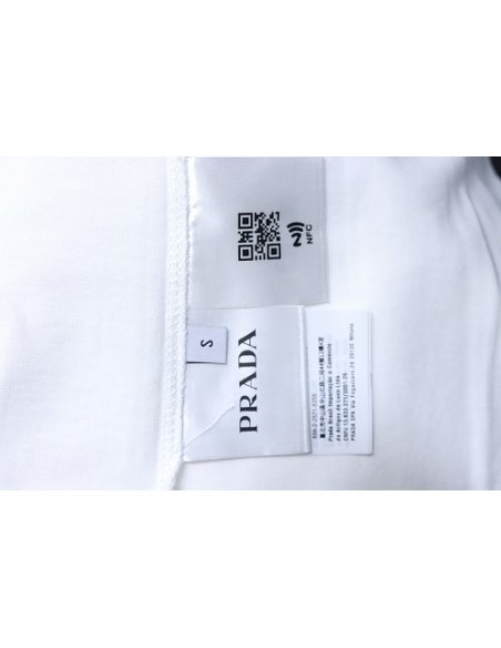 Prada Genuine Leather Black Pocket T-shirt White,Prada T-shirts,T-Shirts,CLOTHES