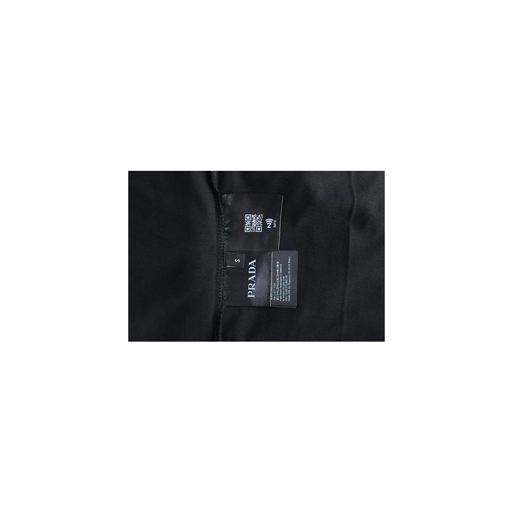 Prada Painted Logo Print T-shirt Black,Prada T-shirts,T-Shirts,CLOTHES