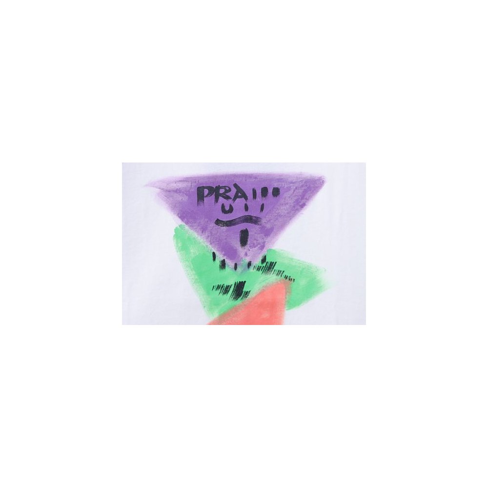 Prada Painted Logo Print T-shirt White,Prada T-shirts,T-Shirts,CLOTHES