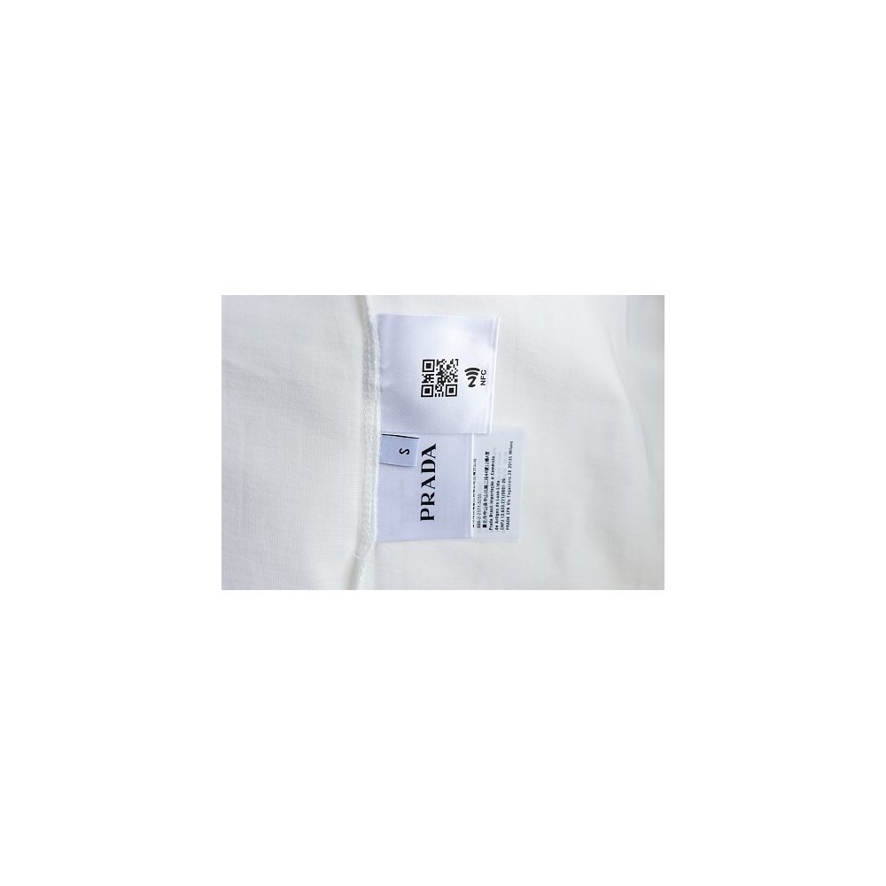 Prada Painted Logo Print T-shirt White,Prada T-shirts,T-Shirts,CLOTHES